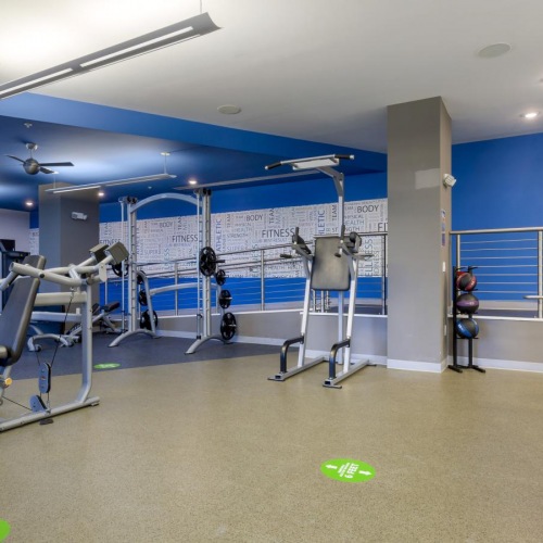 a gym with exercise equipment